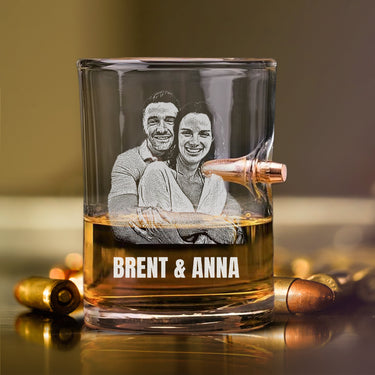 Custom Picture Gift for Dad 10 oz Bullet Whiskey Glass